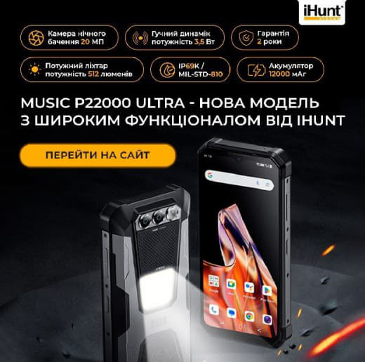 Ілюстрація до кейсу «iHunt: ₴362 тис. продажів і ROAS 548%» — модель Music P22000 Ultra з яскравим ліхтарем і потужним акумулятором