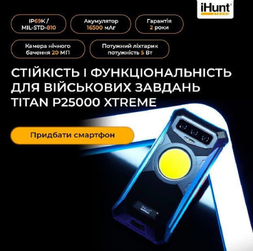 Ілюстрація до кейсу «iHunt: ₴362 тис. продажів і ROAS 548%» — модель Titan P25000 Xtreme для військових завдань, підкреслення стійкості